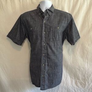 E-177 Men’s Blue Mountain‎ Blue Short Sleeve Casual Button Down Shirt Size M